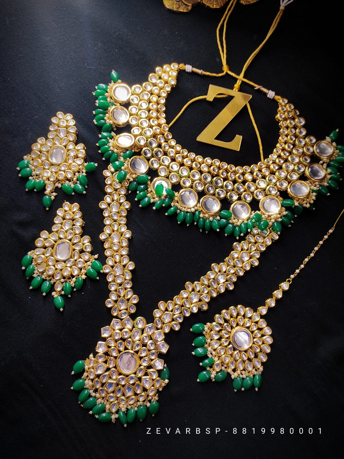 Zevar Jewelry Copy of Kundan Bridal Jewellery Monalisa Beads Meenakari Work Back Side Set By Zevar