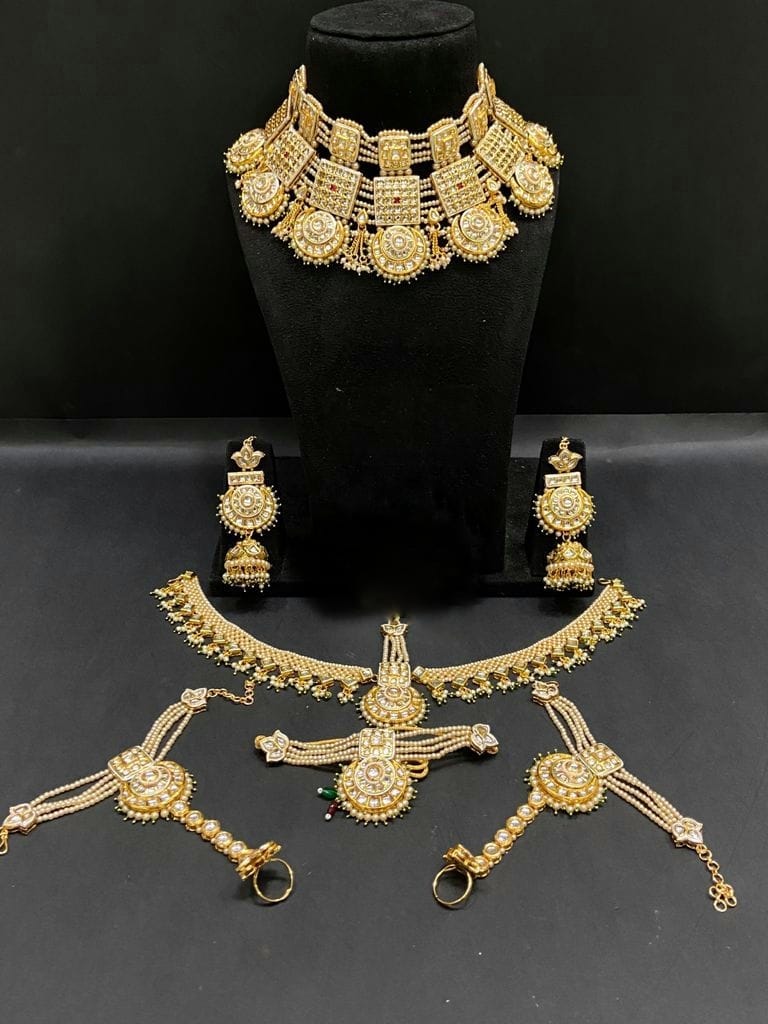 Zevar Jewelry Copy of Kundan bridal set with back meenakari work set By Zevar