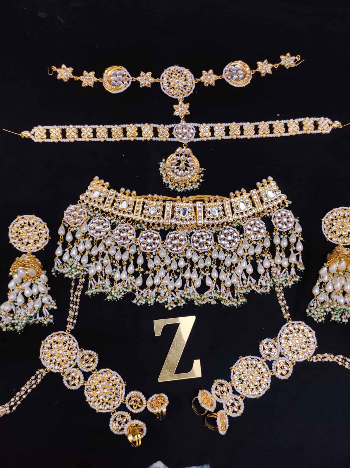 Zevar Jewelry Copy of kundan Necklace Earring With Maangtika set by Zevar