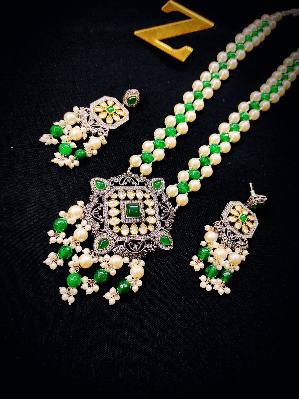 Zevar Jewelry Copy of Peacock long necklace traditional new design set by zevar