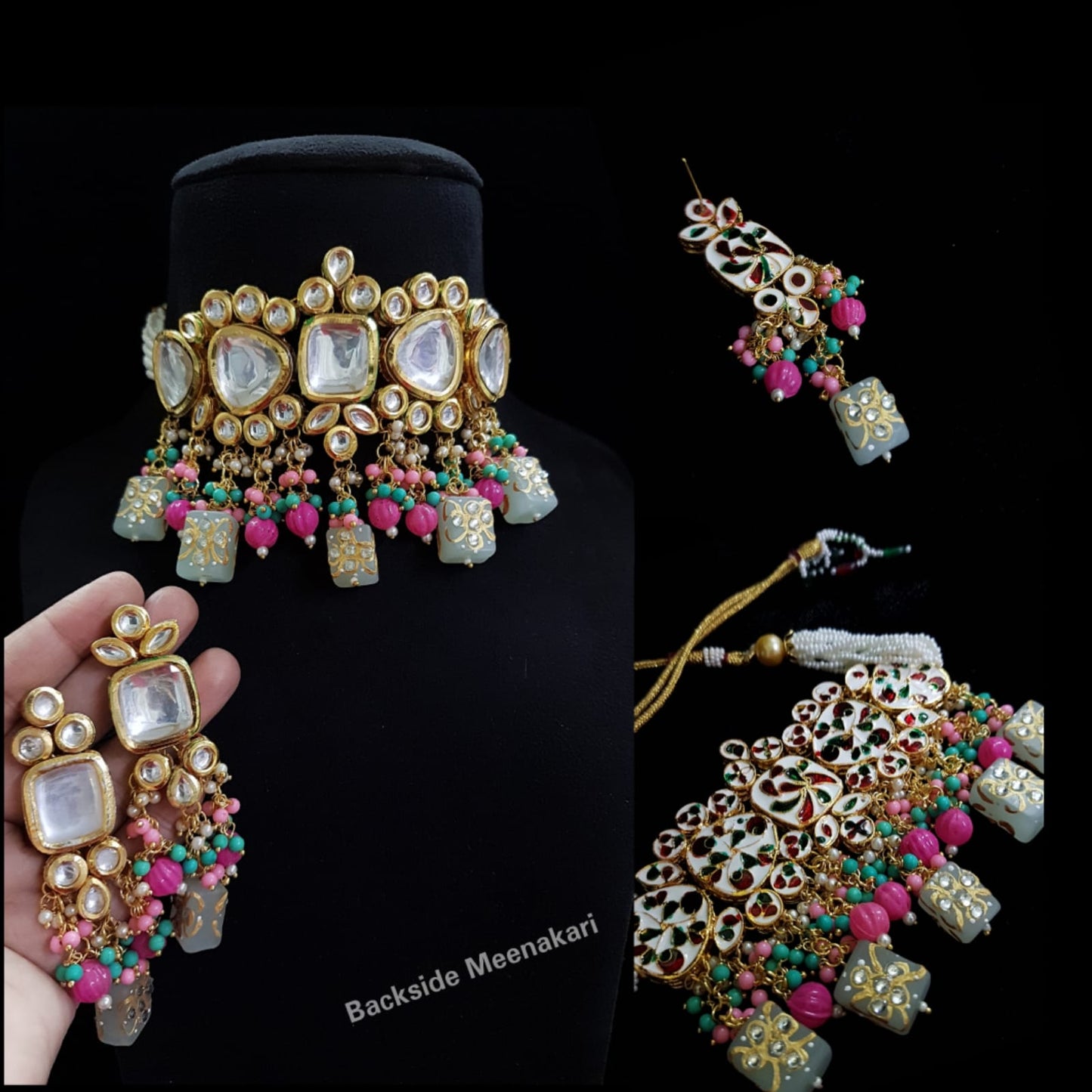 Zevar Jewelry Copy of Pearl & Beads Kundan Choker Necklace By Zevar