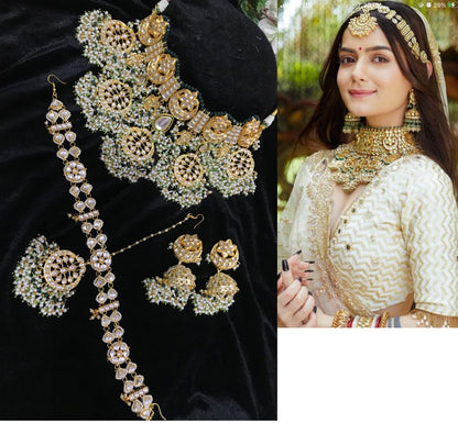 Zevar Jewelry Copy of Traditional green Kundan Bridal Jewellery Necklace set By Zevar