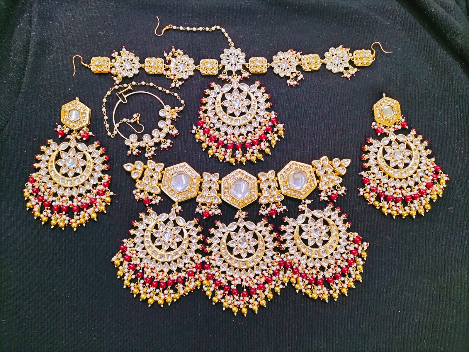Zevar Jewelry Copy of Traditional green Kundan Bridal Jewellery Necklace set By Zevar