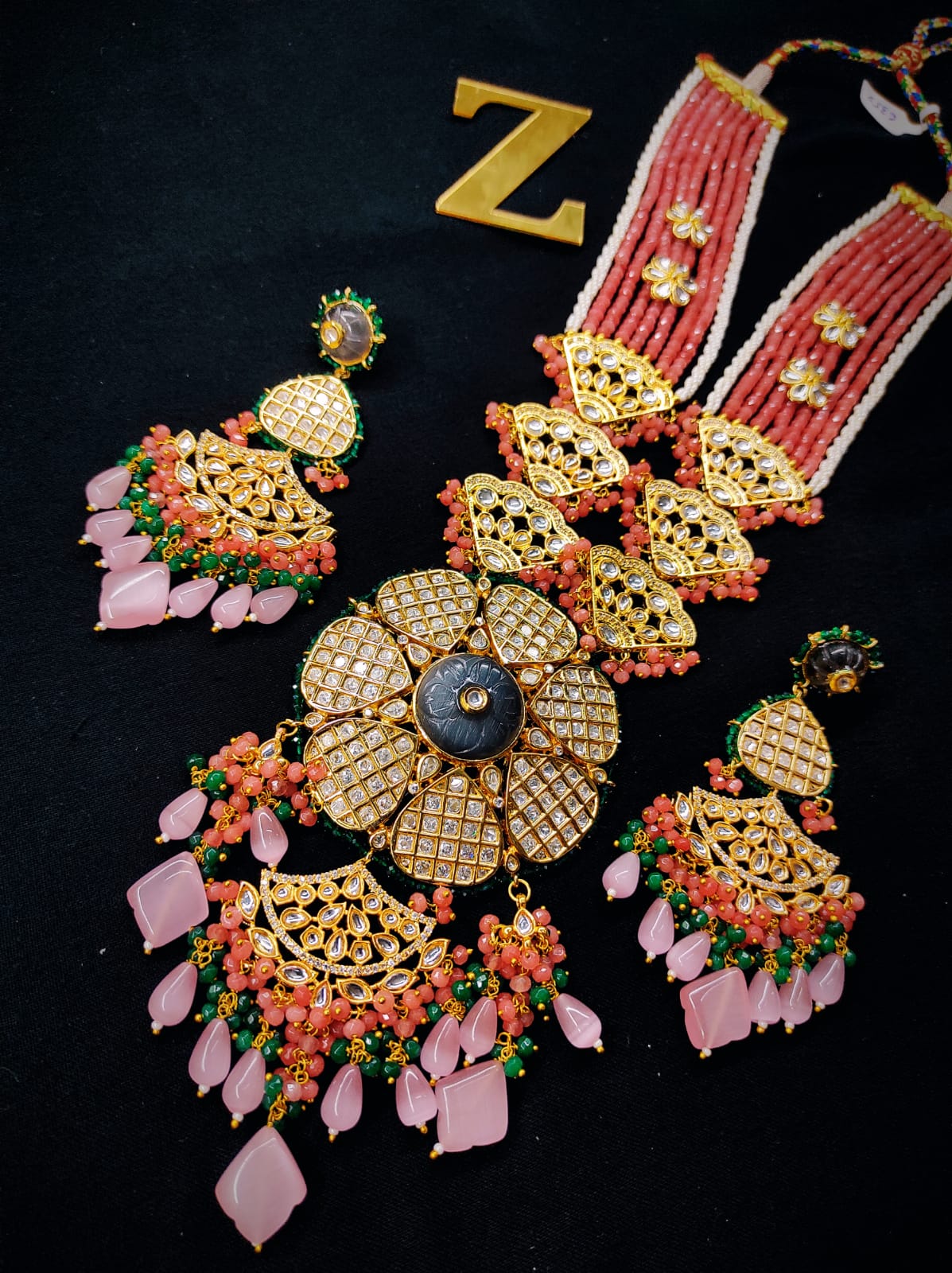 Zevar Jewelry Copy of Uncut Kundan Earrings & long necklace traditional new design set by zevar