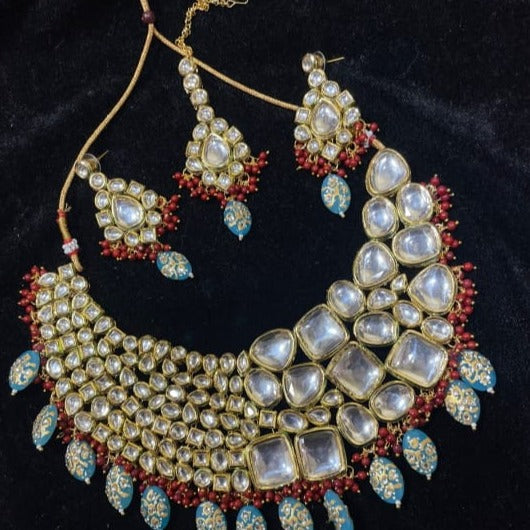 Zevar Jewelry Copy of ZEVAR | Kundan Bridal Choker Necklace earring With Maang Tikka
