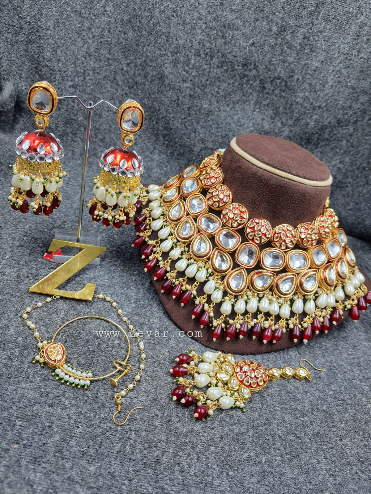 Zevar Jewelry Copy of ZEVAR | Premium Quality Kundan Choker Necklace jhumka Earring with Mathapaati