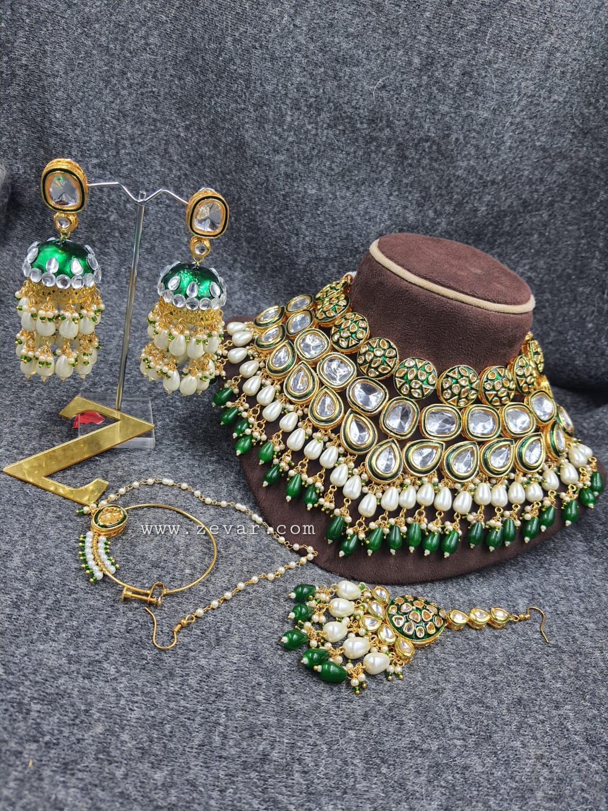 Zevar Jewelry Copy of ZEVAR | Premium Quality Kundan Choker Necklace jhumka Earring with Mathapaati