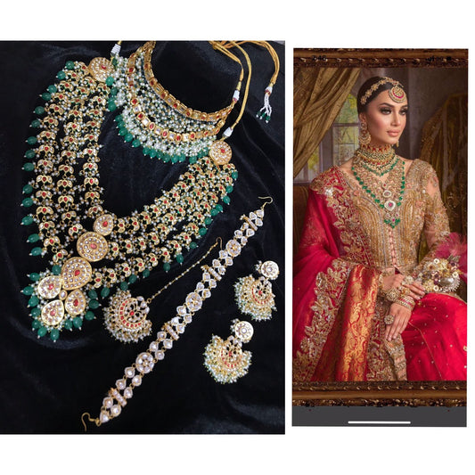 Zevar Jewelry Green Kundan Bridal Jewellery Necklace set By Zevar