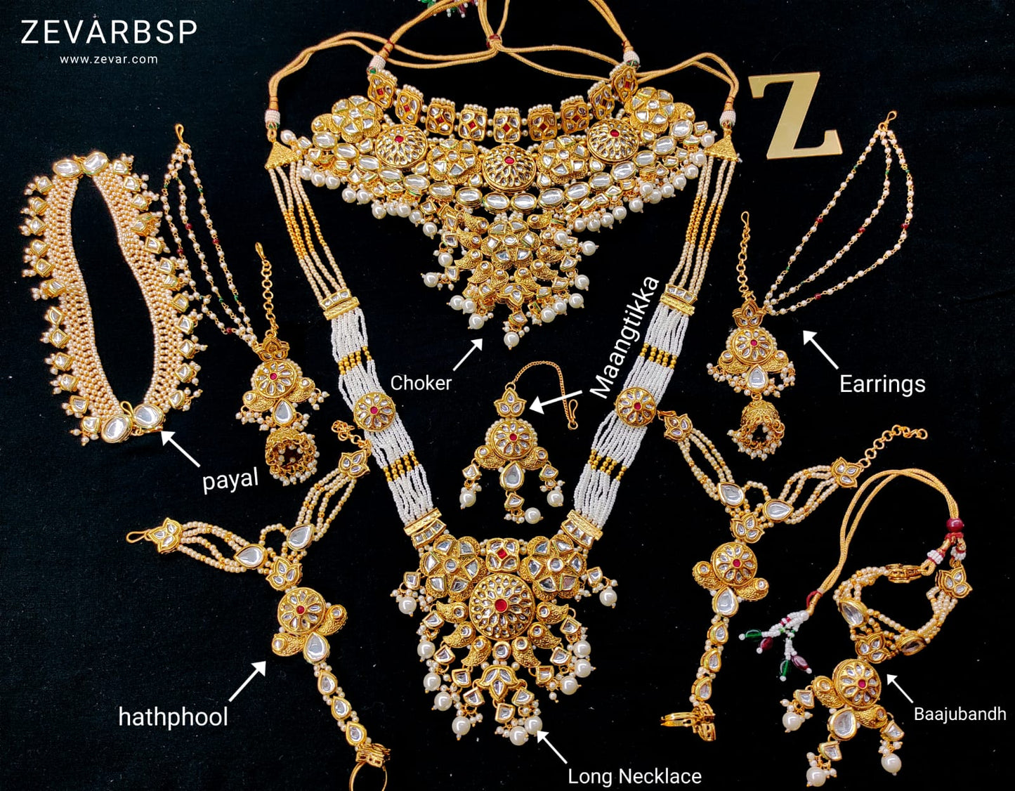 Zevar Jewelry Heavy Kundan full Bridal Jewellery Necklace set By Zevar