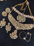 Zevar Jewelry High Quality AD Stone Kundan Bridal Jewellery Meenakari Work Back Side Set By Zevar