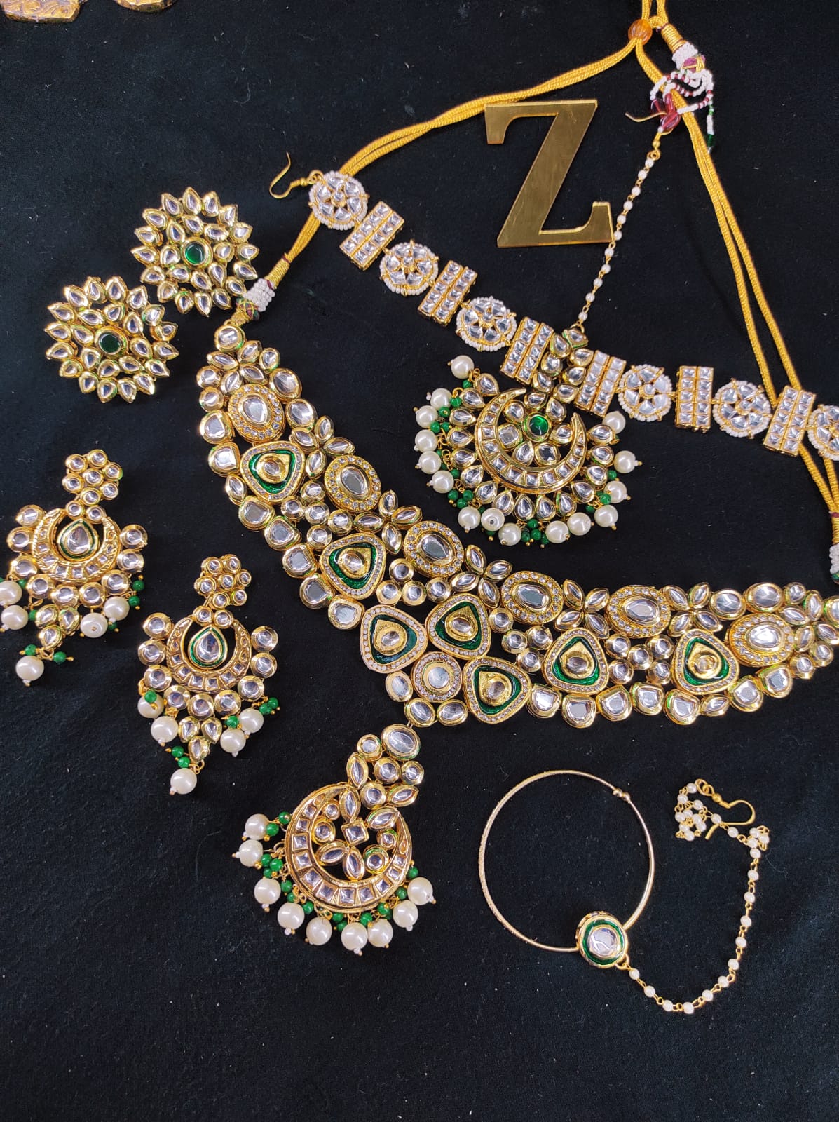 Zevar Jewelry High Quality AD Stone Kundan Bridal Jewellery Meenakari Work Back Side Set By Zevar