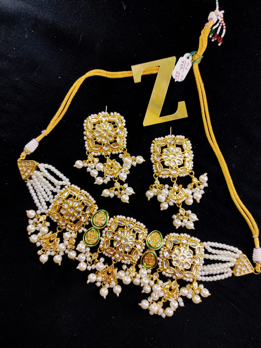 Zevar Jewelry High Quality Kundan Choker Necklace Earrings set By Zevar