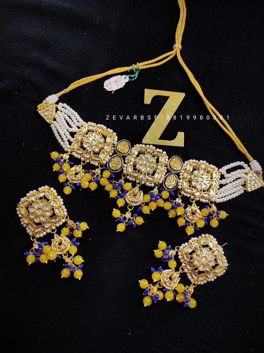 Zevar Jewelry High Quality Kundan Choker Necklace Earrings set By Zevar