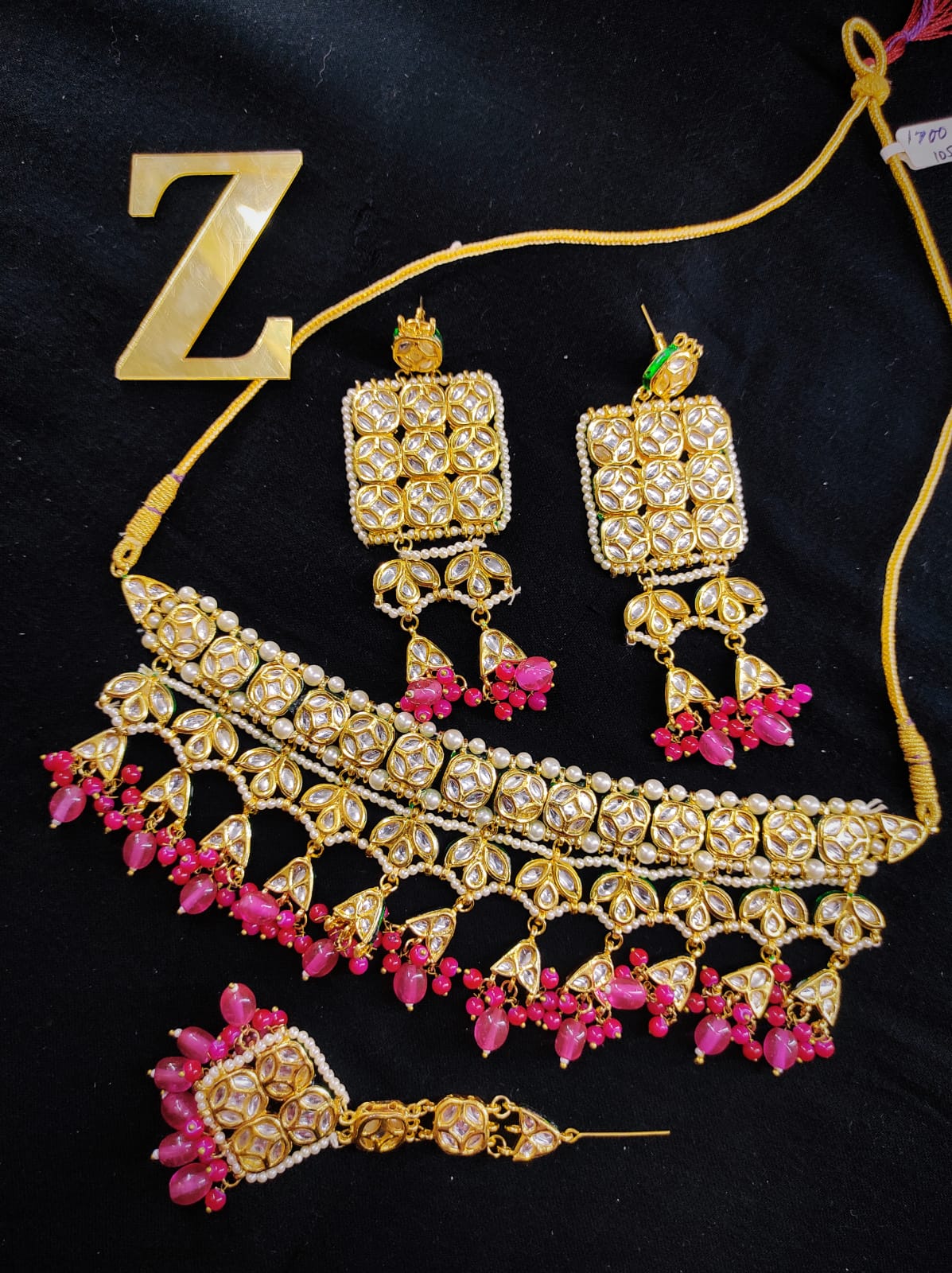 Zevar Jewelry High Quality Kundan Choker Necklace Earrings With Maang Tikka set By Zevar
