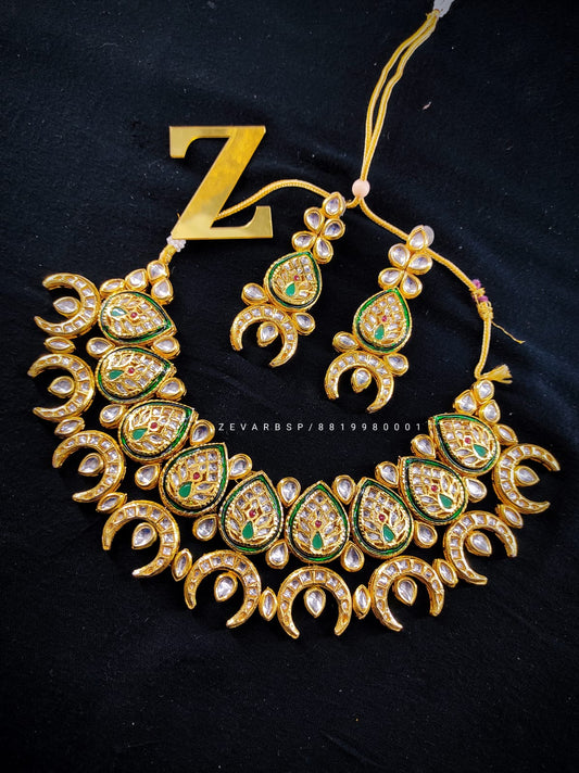 Zevar Jewelry High Quality Kundan Choker Necklace Meenakari Work Back Side Set By Zevar