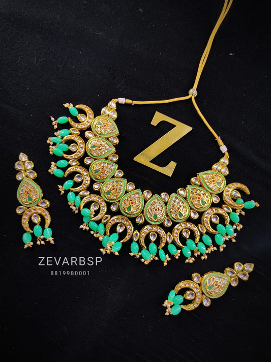 Zevar Jewelry High Quality Kundan Choker Necklace Meenakari Work Back Side Set By Zevar