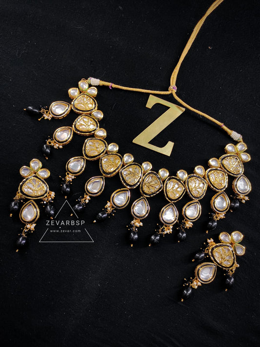 Zevar Jewelry High Quality Kundan Choker Necklace Meenakari Work Back Side Set By Zevar