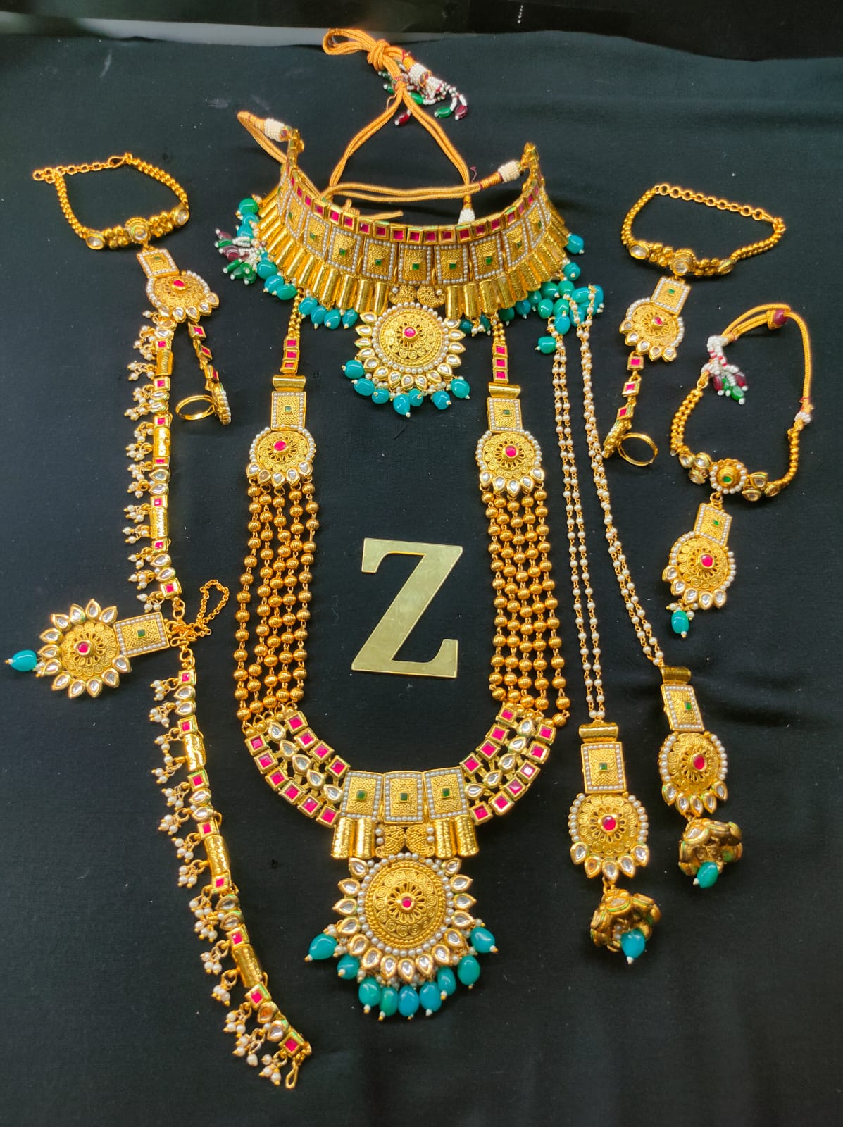 Zevar Jewelry Indian Dulhan Bridal Jewellery Gold Plated Kundan Indian weddings Set By Zevar