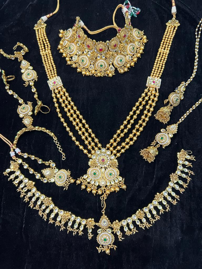 Zevar Jewelry Indian Traditional Gold-Plated Matte Finish Wedding Bridal Jewellery Set By Zevar