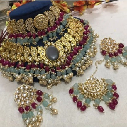 Zevar Jewelry Kundan Bridal Choker Necklace earring With Maang Tikka  set By Zevar 1