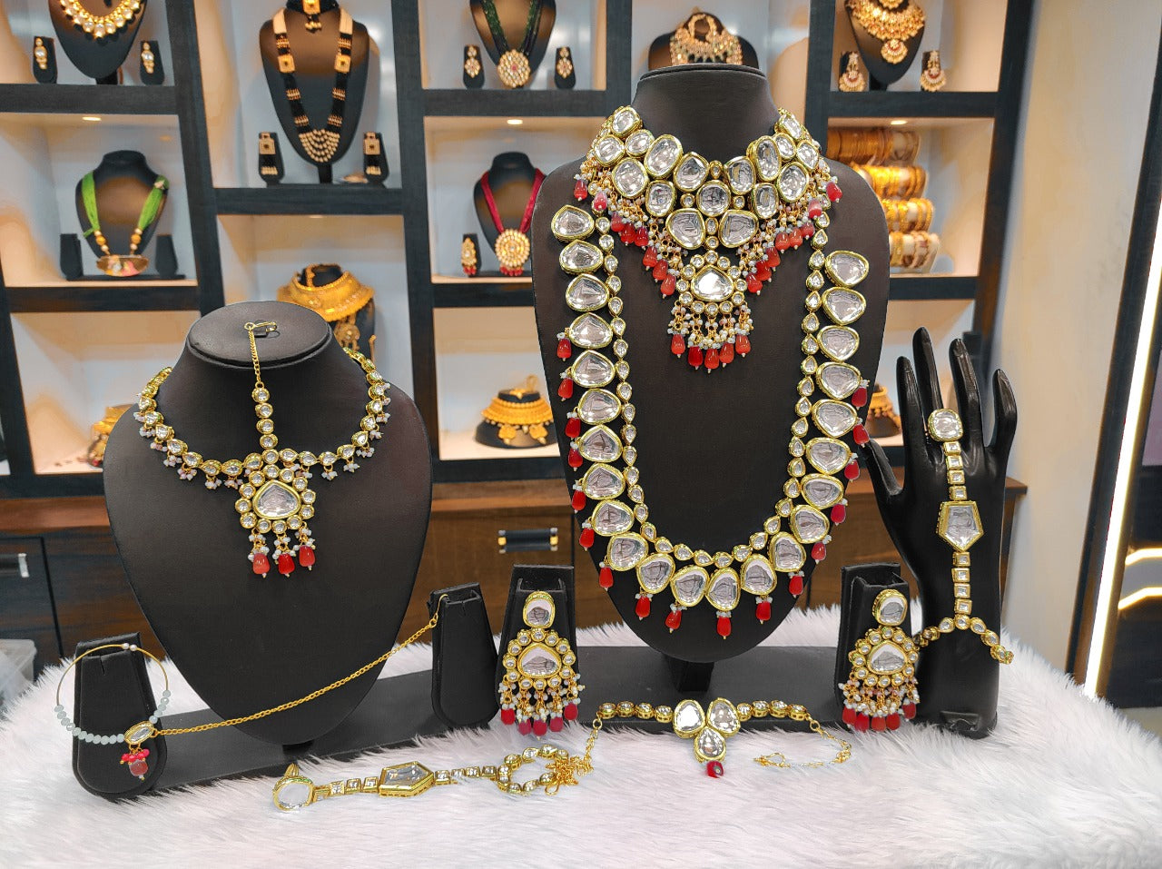 Zevar Jewelry Kundan bridal set with back meenakari work set By Zevar