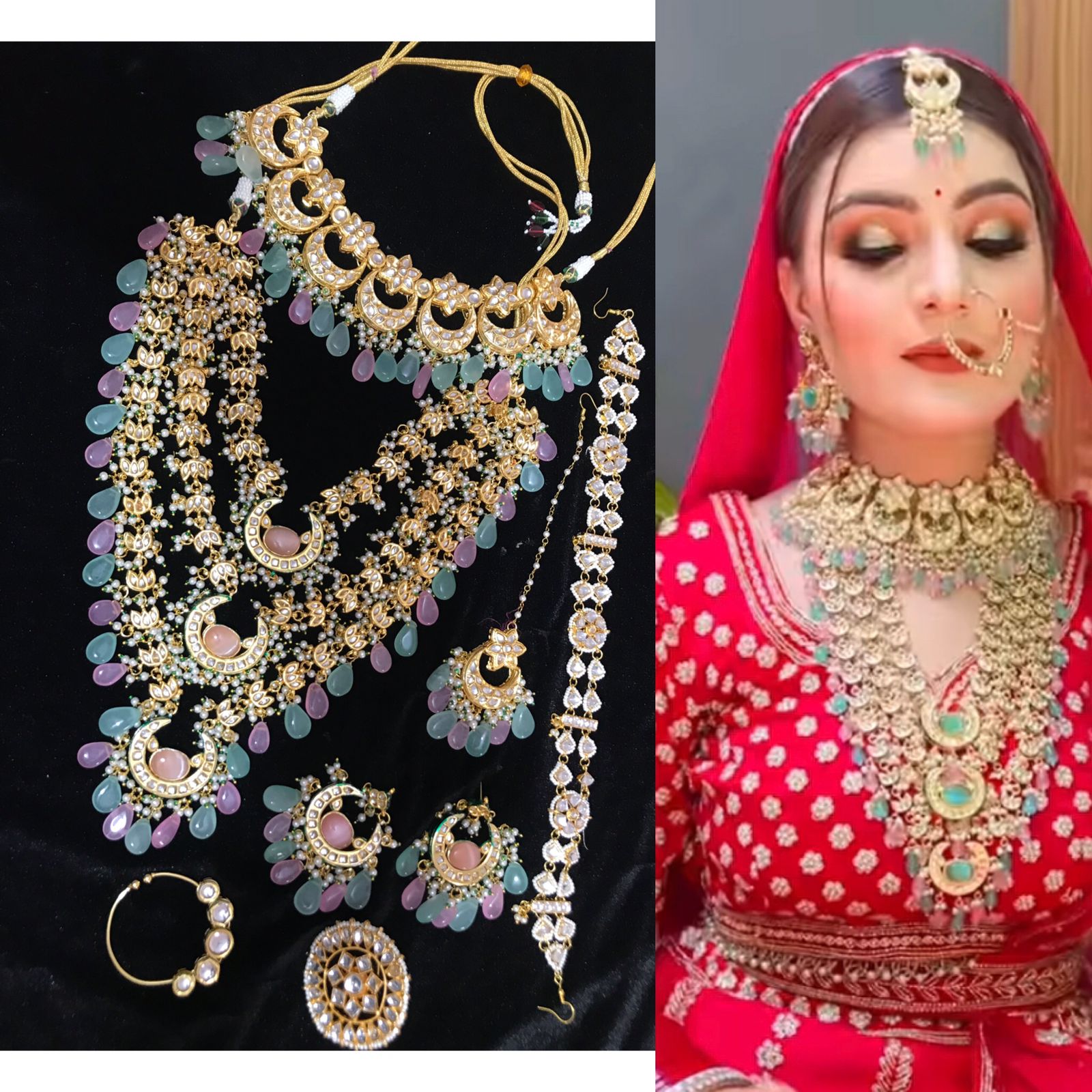 Antique gold kundan jewellery set - Indian Jewellery Designs