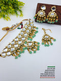 Zevar Jewelry Kundan Jewellery Meenakari Work Back Side Earring & Mangtikka Set By Zevar
