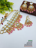 Zevar Jewelry Kundan Jewellery Meenakari Work Back Side Earring & Mangtikka Set By Zevar