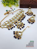 Zevar Jewelry Kundan Jewellery Meenakari Work Back Side Earring & Mangtikka Set By Zevar