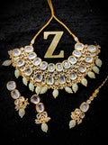 Zevar Jewelry kundan Necklace back side meenakari work Earring With Maangtika set by Zevar