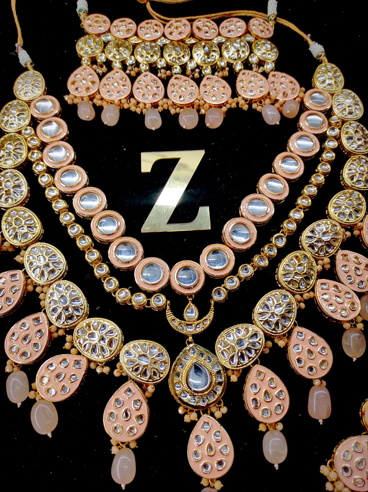 Zevar Jewelry Kundan Necklace Earring With Maangtika set by Zevar