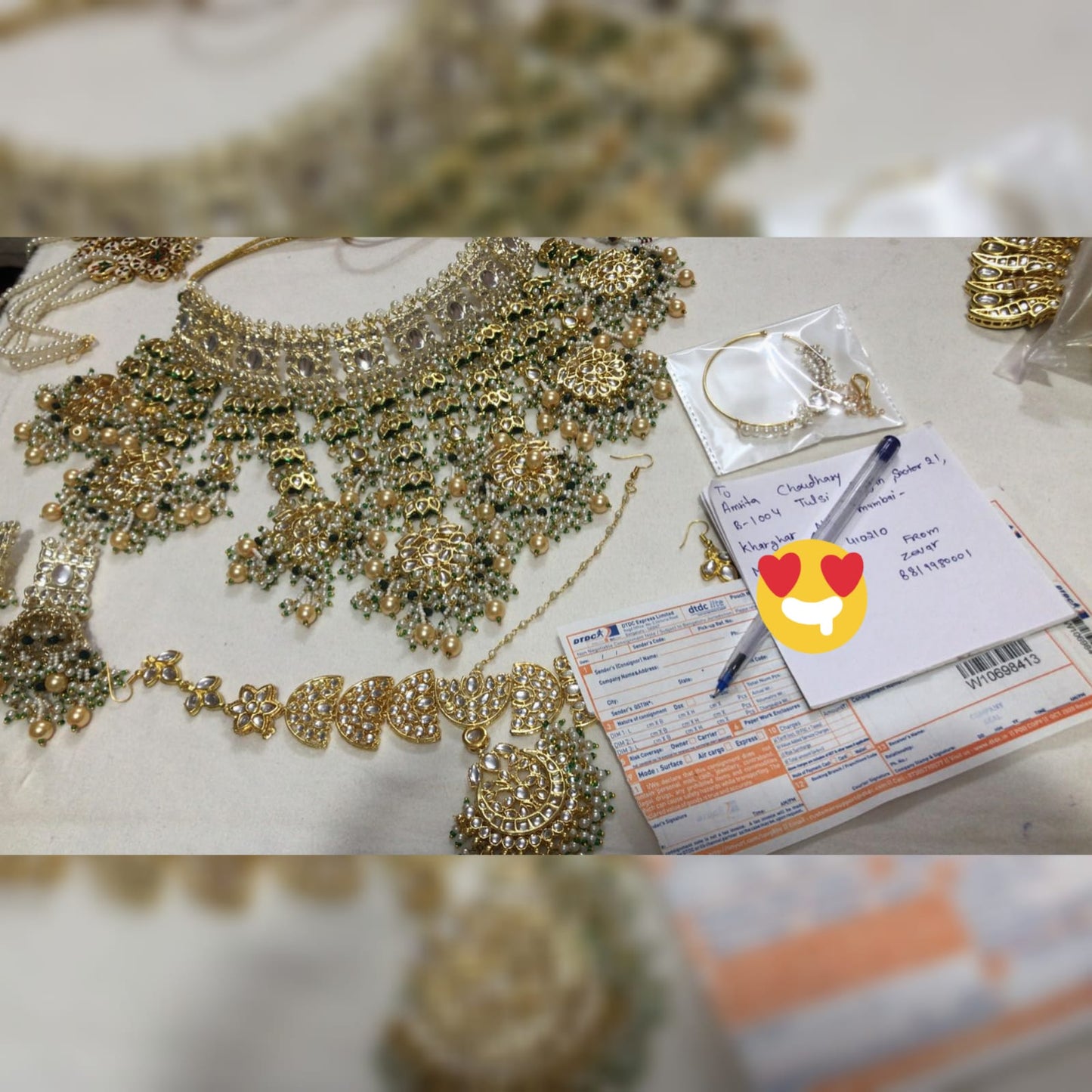 Zevar Jewelry kundan Necklace Earring With Maangtika set by Zevar