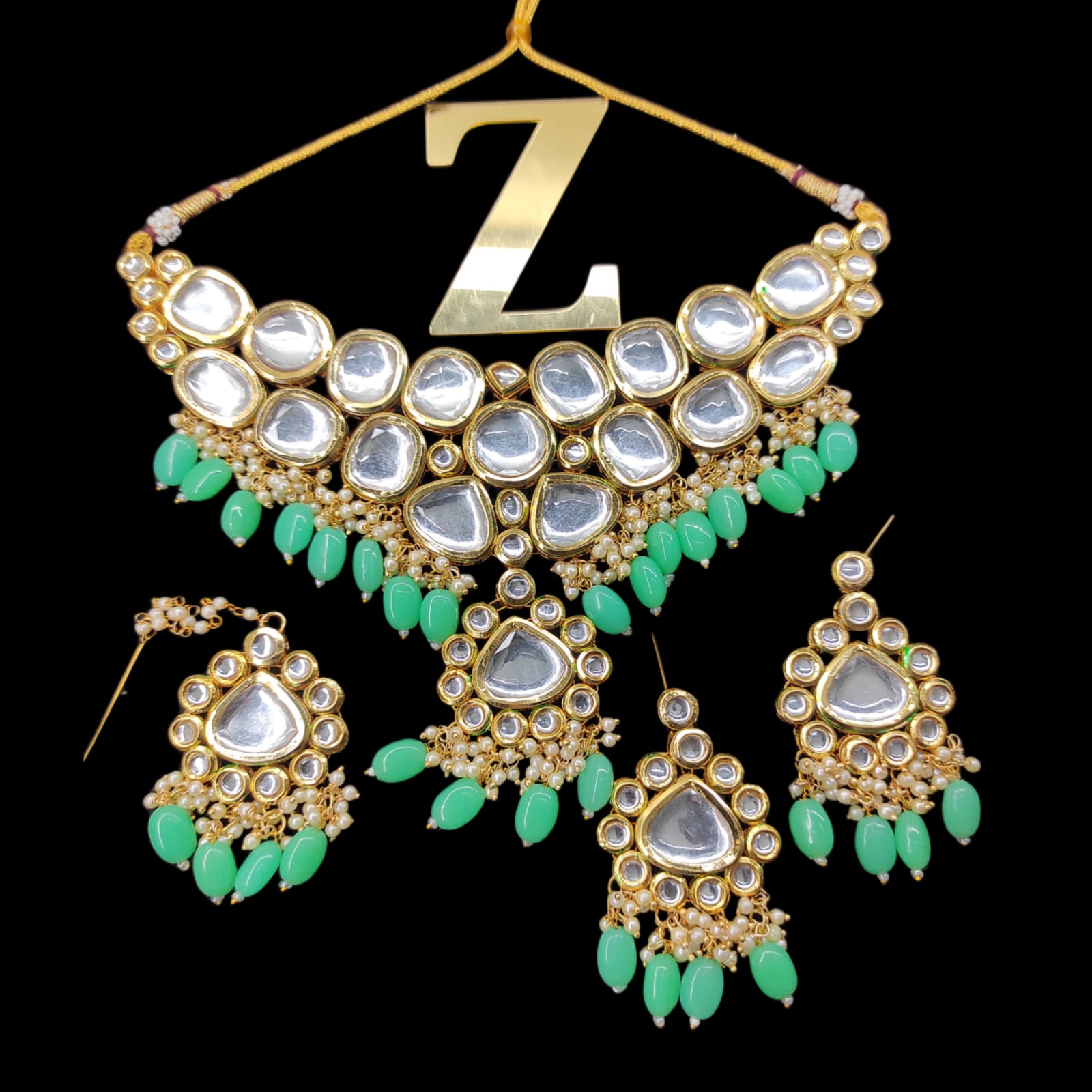 Zevar Jewelry kundan Necklace meenakari work back side set by Zevar