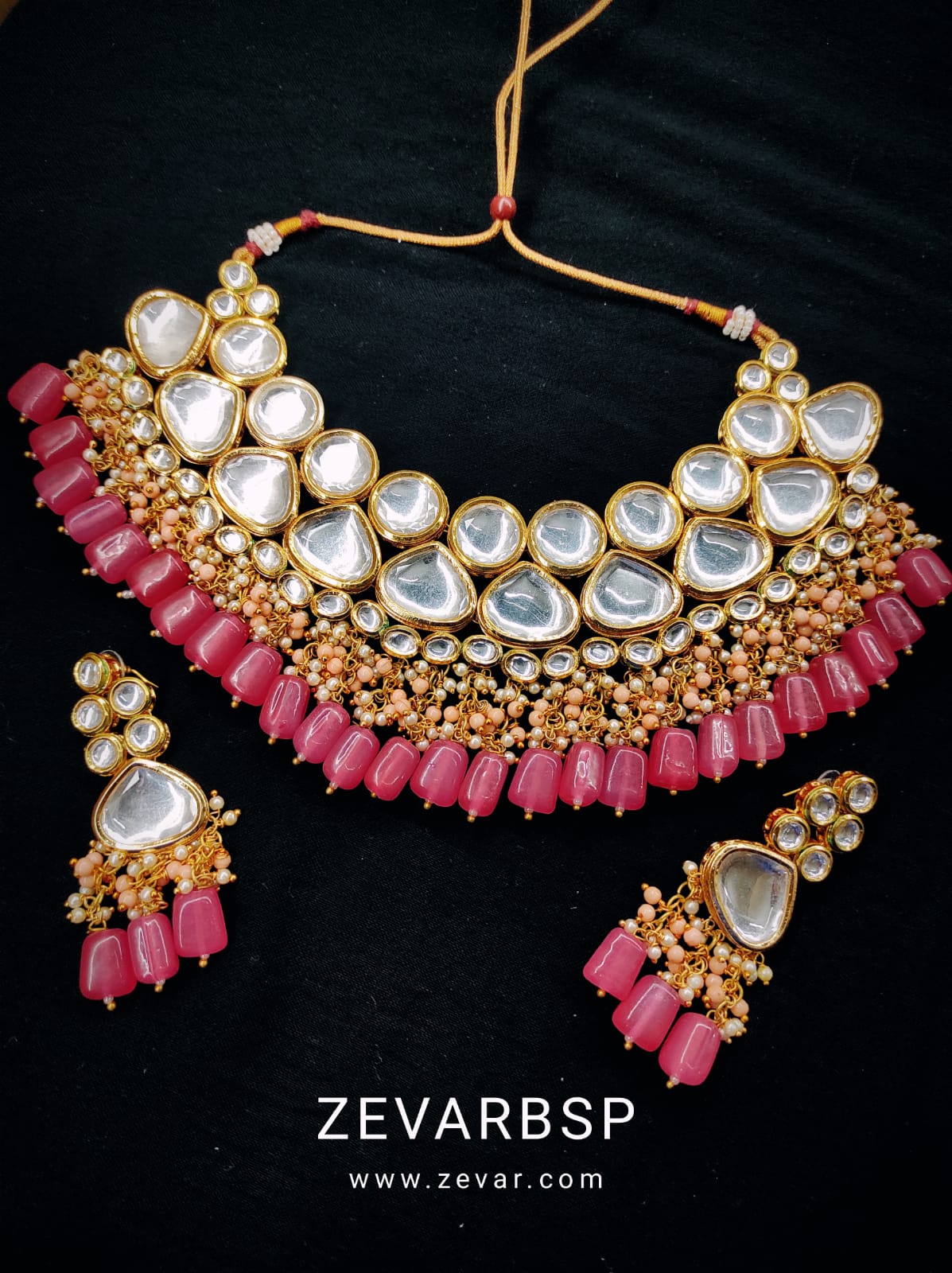 Zevar Jewelry kundan Necklace meenakari work back side set by Zevar