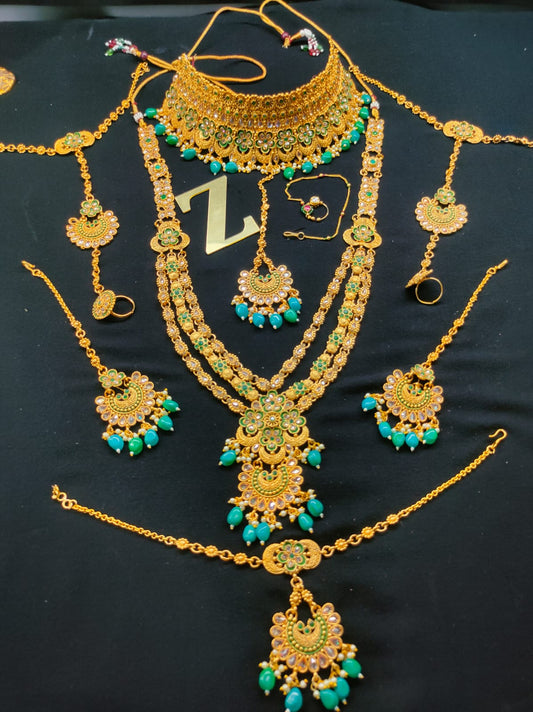 Zevar Jewelry Latest Indian Dulhan Bridal Jewellery Gold Plated Indian weddings Set By Zevar