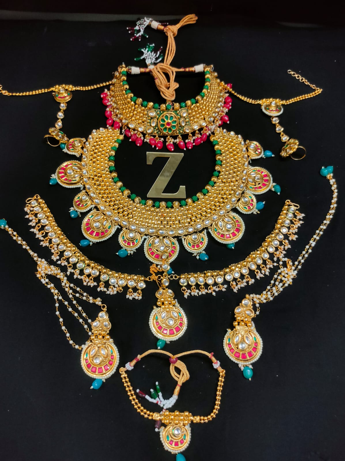 Zevar Jewelry Latest Indian Dulhan Bridal Jewellery Gold Plated Kundan Indian weddings Set By Zevar