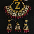 Zevar Jewelry Meenakari Choker Necklace earrings maangtikka set by Zevar