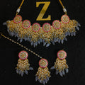 Zevar Jewelry Meenakari Choker Necklace earrings maangtikka set by Zevar
