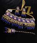 Zevar Jewelry Meenakari Choker Necklace earrings With maangtikka set by Zevar
