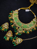 Zevar Jewelry Meenakari Choker Necklace earrings With maangtikka set by Zevar