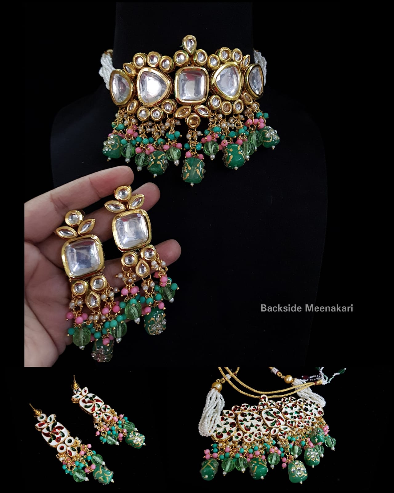 Zevar Jewelry Pearl & Beads Kundan Choker Necklace By Zevar