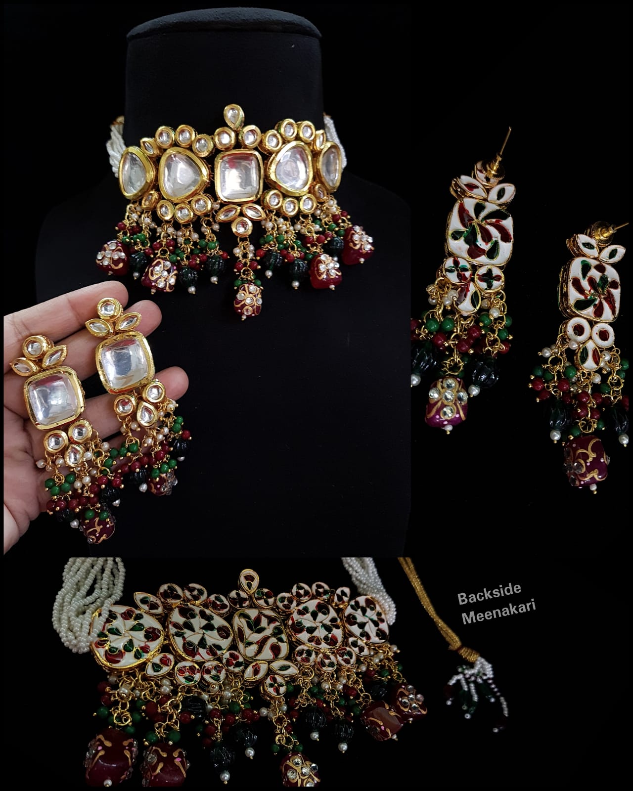 Zevar Jewelry Pearl & Beads Kundan Choker Necklace By Zevar
