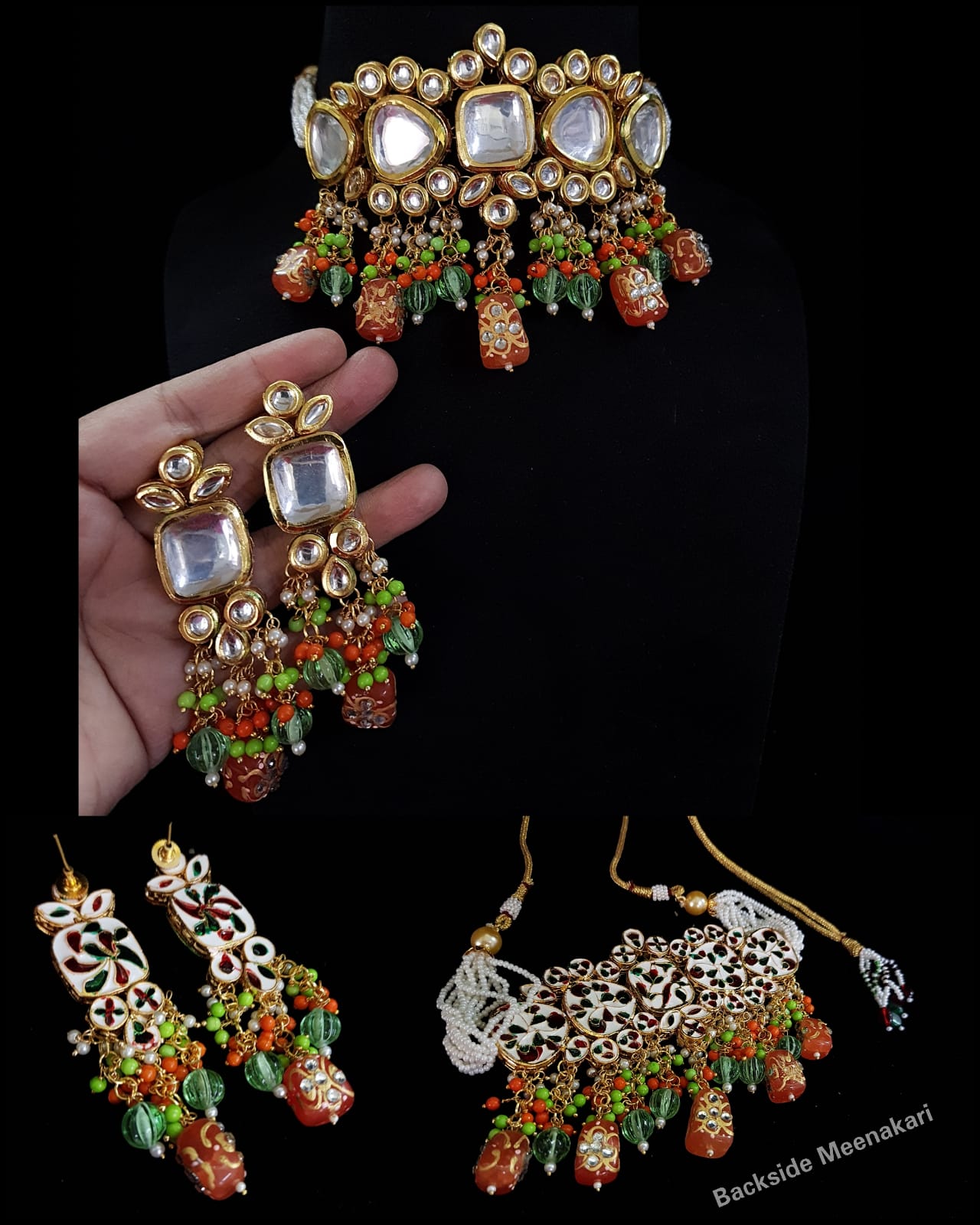 Zevar Jewelry Pearl & Beads Kundan Choker Necklace By Zevar