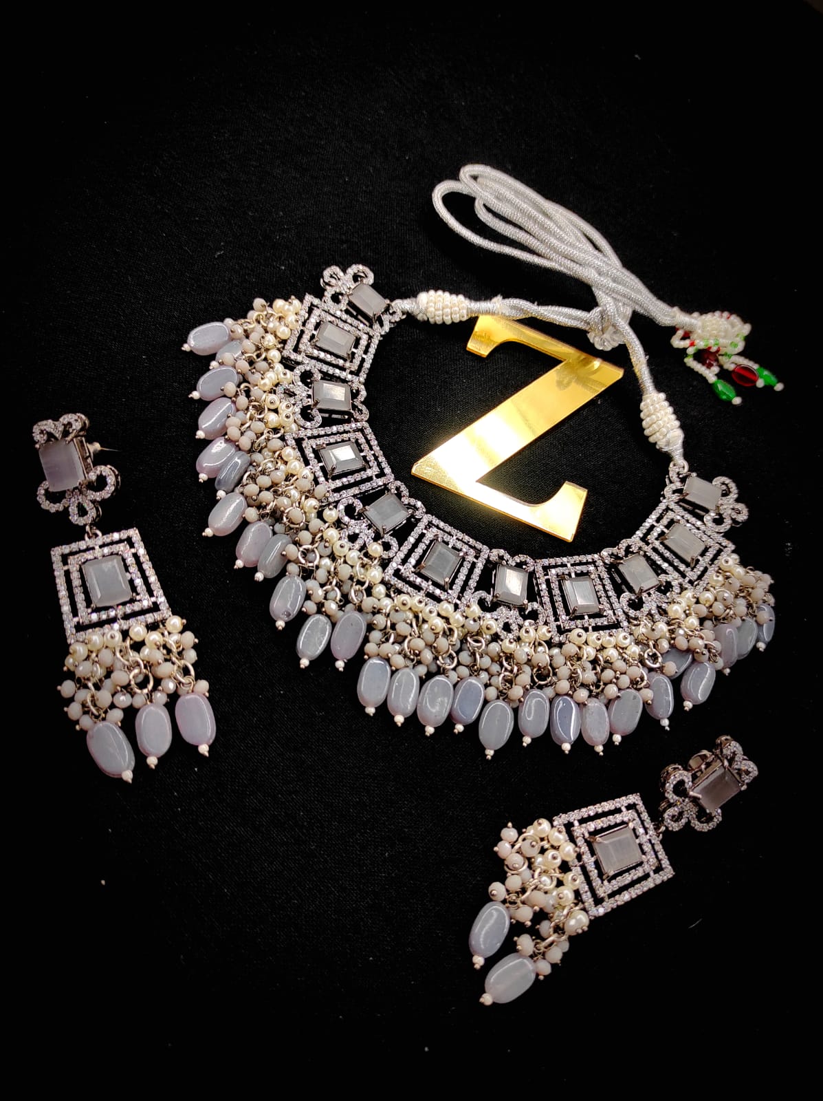 Zevar Jewelry Premium Quality AD Stone Kundan Jewellery Set By Zevar