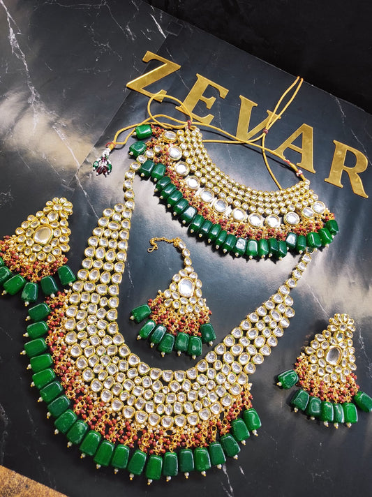 Zevar Jewelry Premium Quality Kundan Bridal Jewellery Earring With Maangtika Set By Zevar1