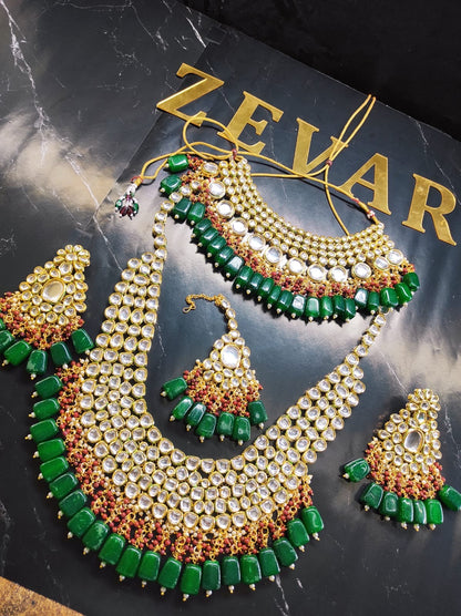 Zevar Jewelry Premium Quality Kundan Bridal Jewellery Earring With Maangtika Set By Zevar1