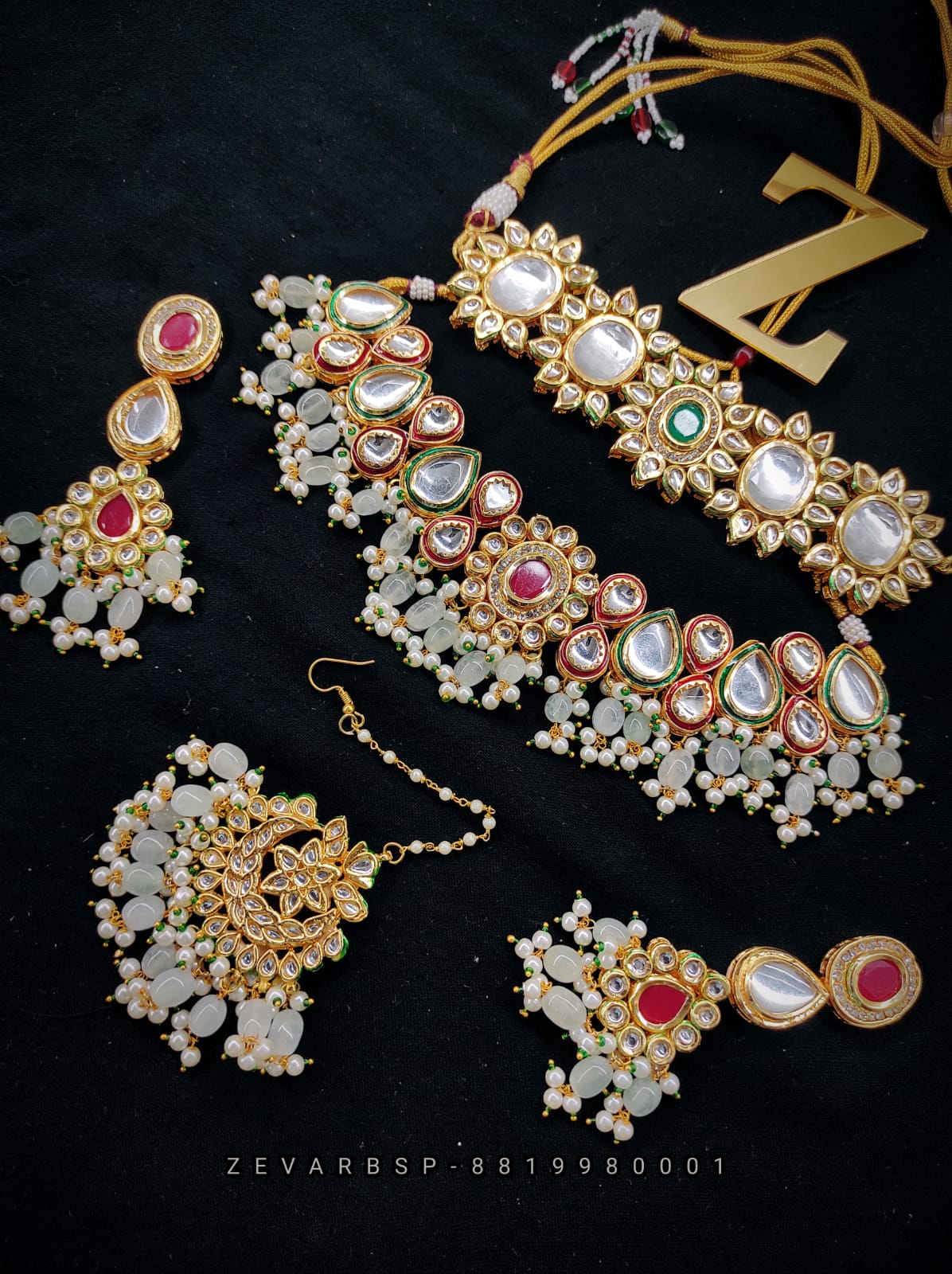 Zevar Jewelry Premium Quality Kundan Bridal Jewellery Meenakari Work Back Side Set By Zevar