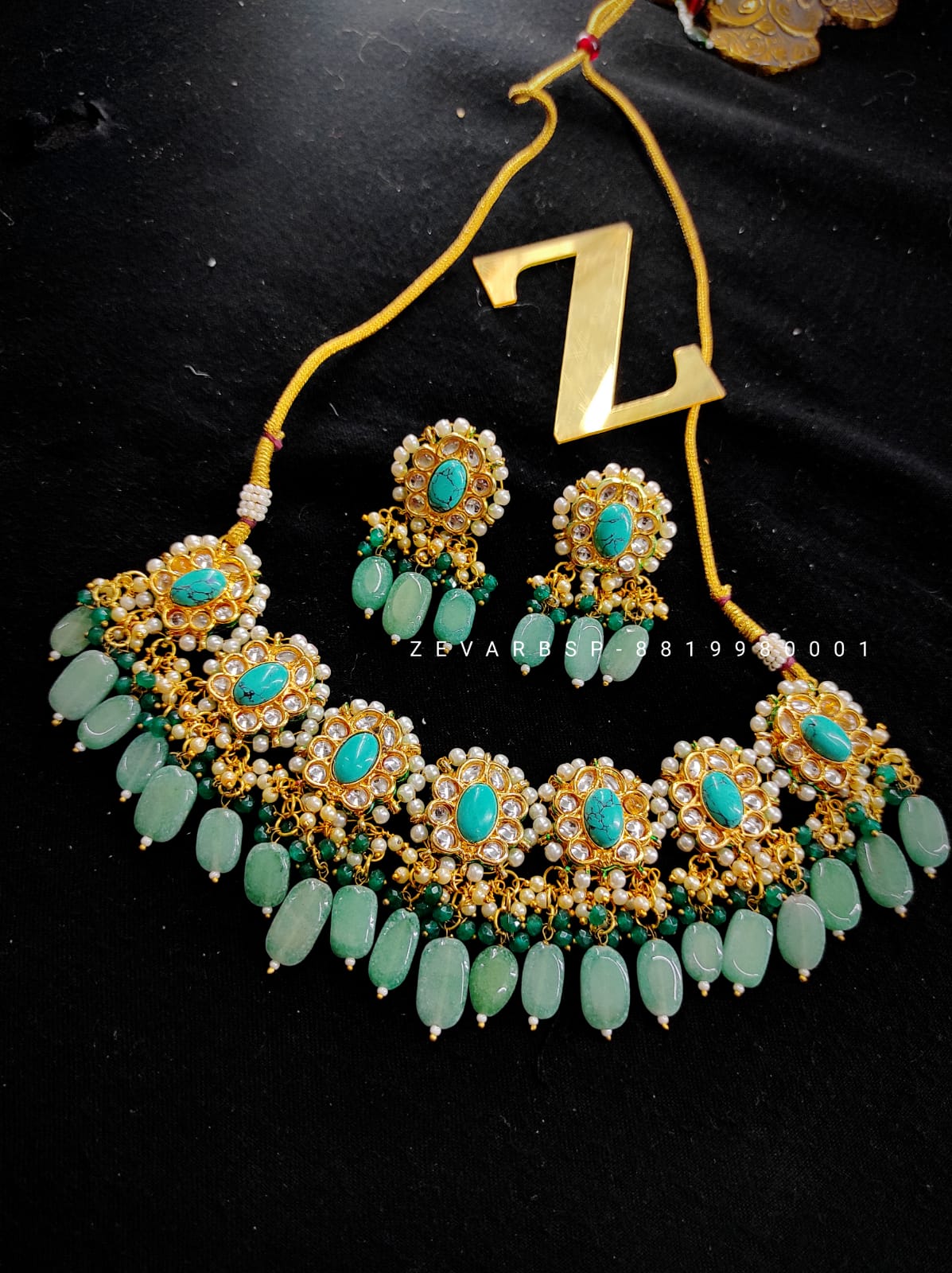 Zevar Jewelry Premium Quality Kundan Choker Necklace Earrings set By Zevar