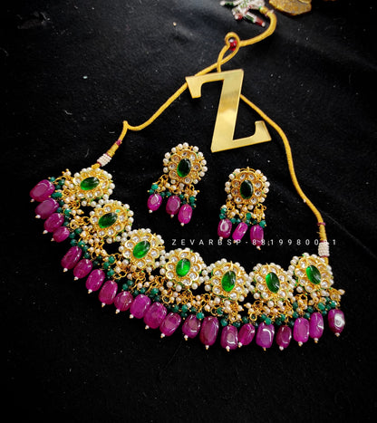 Zevar Jewelry Premium Quality Kundan Choker Necklace Earrings set By Zevar