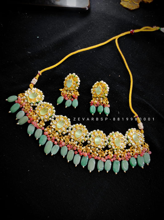 Zevar Jewelry Premium Quality Kundan Choker Necklace Earrings set By Zevar